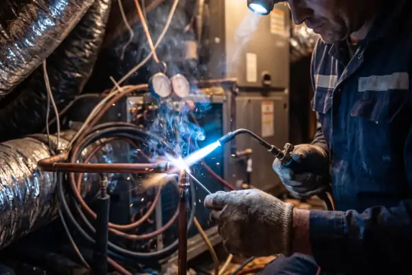 JCORR Mechanical technician servicing industrial HVAC equipment in Central Ohio